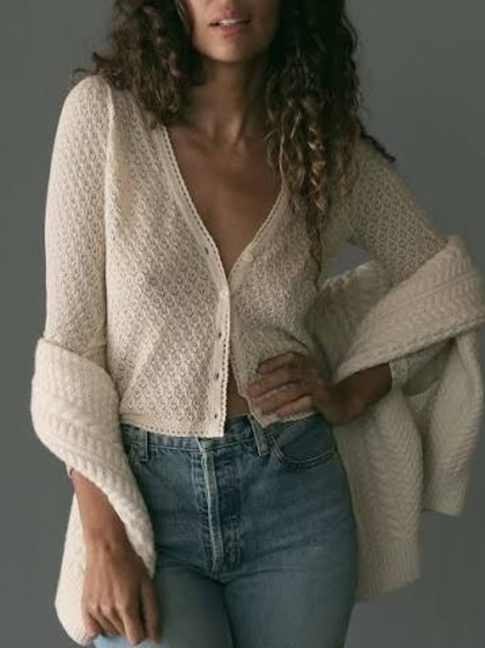 DÔEN Chandel Cardigan in Ivory Large - Tags Included